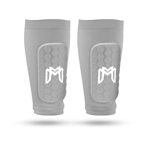 MediCaptain Mini Shin Guards Soccer – Built in Shin Pad Sleeves for Mens, Women, Teens - Small Shin Guards - Lightweight, Breathable Shin Defender Leg Protection - color: Gray, size: Maxi (5.5 x 2.8 in)