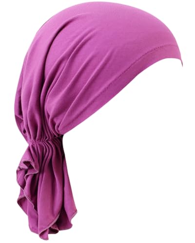 Chemo Headwear for Women Pre-Tied Head Scarf Slip On Headwraps Soft Turbans Cancer Hats Beanie Coverings Scarves - color: Purple
