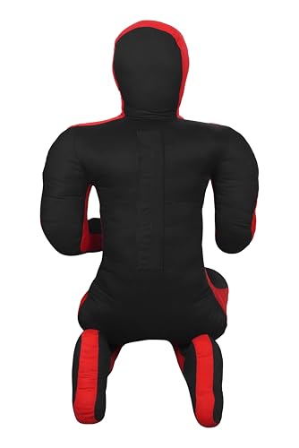 PGS Grappling Dummy for Wrestling Brazilian Jiu Jitus MMA Punching Bag Judo Karate Practice Martial Arts Training Boxing Self Defense Dummy – UNFILLED - color: Black Red, size: 5FT (59 Inches)