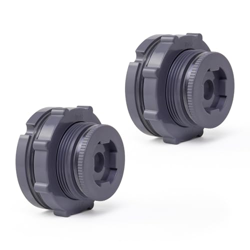 ChillWaves PVC Bulkhead Fitting 2" Double Thread Connector Adapter with Plugs for Water Tank, Aquariums, Rain barrels(2-PACK) - size: 2 Inch, style: Bulkhead Fitting + Plug