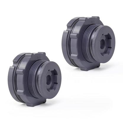 ChillWaves PVC Bulkhead Fitting 1-1/4" Double Thread Connector Adapter with Plugs for Water Tank, Aquariums, Rain barrels(2-PACK) - size: 1-1/4 INCH, style: Bulkhead Fitting + Plug