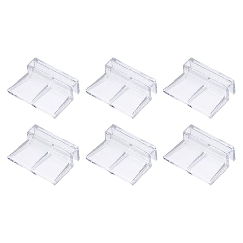 6 Pcs Aquarium Lid Clips, 6 mm Acrylic Aquarium Cover Bracket Fish Tank Lid Older Fish Tank Clip Transparent Durable Easy to Clean, Intended for Rimless Aquariums Top Cover - size: 6 mm
