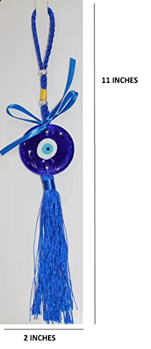 IS4A Talisman - Single Glass Evil Eye Protection - Good Luck Charm, Home, Office, Car Decoration, Blessing Ornament, Reflects Negative Energy (11 Inch) - size: 11 Inch