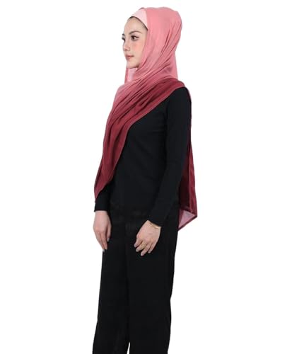 Special Ombre Modal Cotton Hijab Scarf for Women, Graceful Gradient Muslim Head Scarfs - color: Ombre Pink