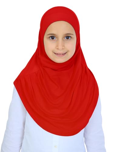 Prien Ready To Wear Hijab For Girls, Soft Viscose Muslim Scarf For Kids, Instant Islamic Clothing For Women For Ramadan, Eid - color: Brink Pink