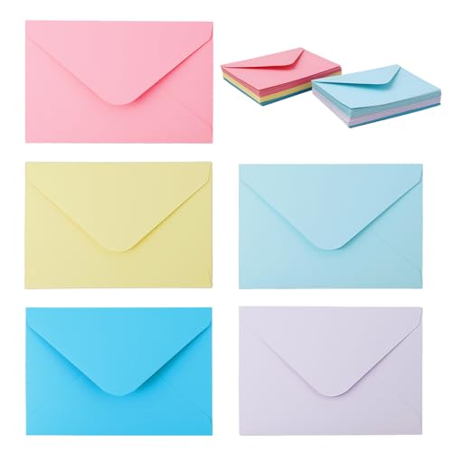 50 Pack Gift Card Envelopes, 4" x 2.75" Mini Envelopes, Multicolor Kraft Business Card Envelopes, Small Envelopes for Holidays, Weddings, Baby Showers, Birthdays Banquets
