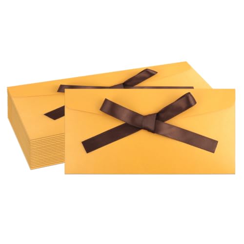 20 Pack Gift Card Envelopeswith Bow Tie Closure 8.66 x 4.33 Inch - color: Dark Yellow