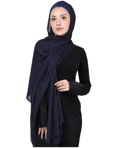 Modal Cotton Hijab Scarf for Women with Undercap Set - color: Dark Blue
