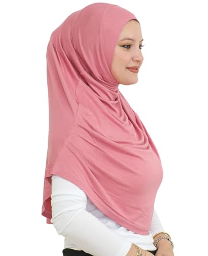 Prien Ready To Wear Hijab For Women, Instant Turban, Soft Muslim Scarf For Prayer, Long Hijabs, Islamic Clothes, Jersey Abaya - color: Dusty Rose