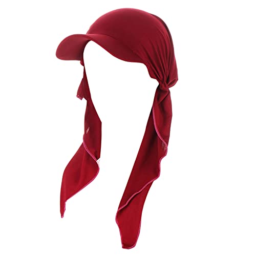 Hijab Scarf for Women Baseball Curved Brim Cap | Soft Breathable Cotton, Lightweight Feel, Adjustable Strap, Curved Brim, Summer Wear, Outdoor Activity, Casual Daily Use - color: 09#_wine