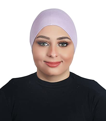 Fashion Cotton Modal Cotton Muslim Hat Elastic Inner Tube Caps Islamic Underscarf Hats Back Open Head Wrap - color: Lavender