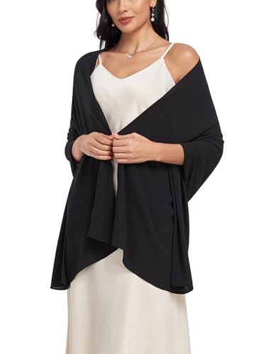 Shawls and Wraps Soft Chiffon Scarve Scarf For Evening Party Dresses Wedding Stole - color: Black1