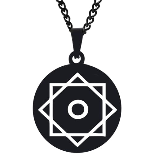 Engraved Rub el Hizb Islamic Octagram Symbol Stainless Steel Pendant Necklace Chain