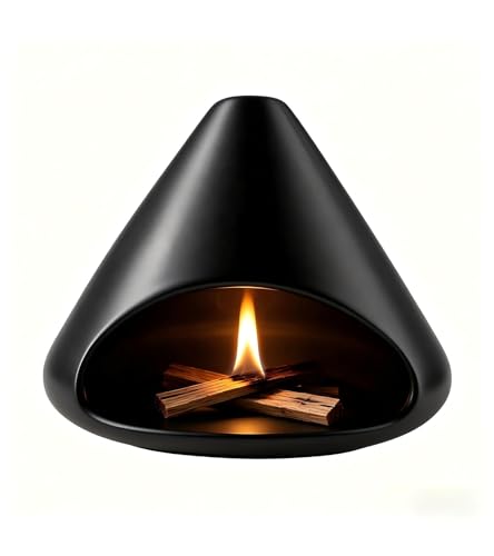 Volcanic Ceramic Burner, Black Palo Santo Sage Yoga Meditation Hold - color: Matte Black