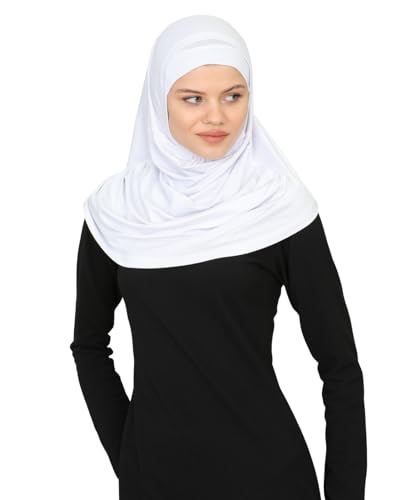 Prien Chic Ready To Wear Hijab For Women, Muslim Long Turban Undercap Set, Instant Scarf, Prayer Clothes For Girls, Abaya - color: White
