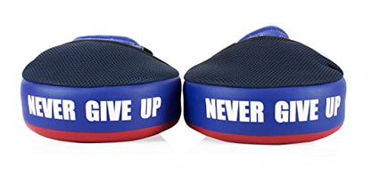 Fairtex FMV13 Maximized Focus Mitts, Muay Thai Kickboxing MMA Punching Pads | Premium Syntek leather shell with multi-layer foam. Curved shape with hook-and-loop wrist strap absorbs trainer strike impact - color: Red/Blue