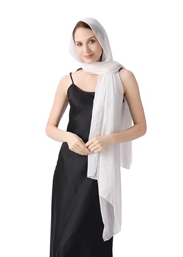 OurLore Chiffon Shawls Wraps for Women Sheer Glitter Scarf Sparkly Rhinestones Shoulder Sarong Cover Up Hijab for Wedding - color: White