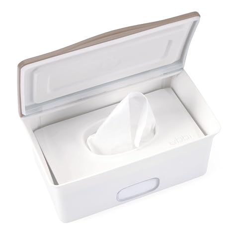 Ubbi Baby Wipes Dispenser with Weighted Plate, Taupe | Rubber Seal Keeps Wipes Fresh, Non-Skid Feet, Holds Standard Pack of Wipes, Baby Changing Station Essential - color: Taupe Wipes Dispenser, size: 1 Count (Pack of 1)