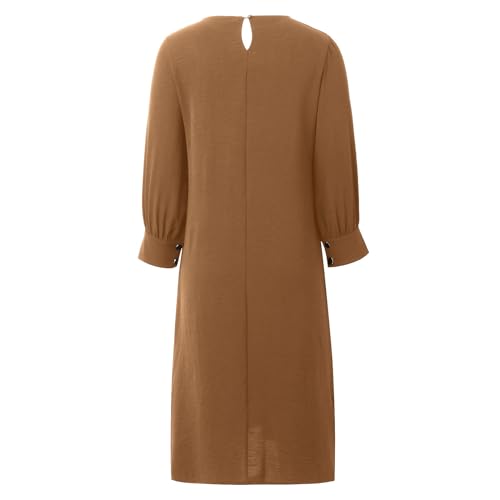 2 Piece Muslim Outfits For Women Long Sleeve Button Down Shirt And Baggy Pants Casual Dress Outfits Prayer Clothes - color: Khaki, size: X-Large