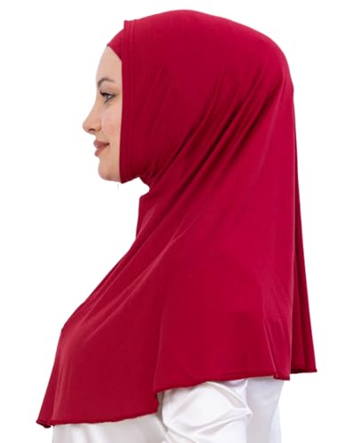 Prien Instant Hijab For Women, Muslim Long Scarf, Undercap Turban Set, Turkish Islamic Clothing, Prayer Clothes For Abaya - color: Burgundy