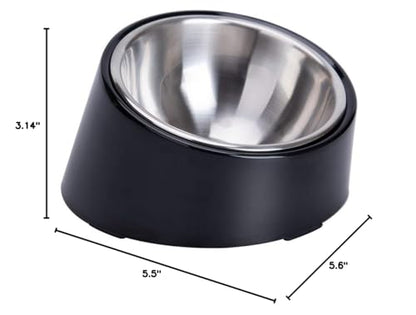 SuperDesign Mess Free 15° Slanted Bowl for Dogs and Cats, Tilted Angle Bulldog Bowl Dog Feeder, Non-Skid & Non-Spill, Easier to Reach Food L/2 Cup Dark Black - color: Dark Black, size: L/2 Cup