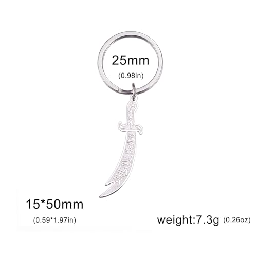 Dreamtimes Zulfiqar Sword keychain For Men Women Islam muslim HZ Zulfiqar Sword of Imam Ali keychain Islamic Muslim Jewelry - color: Silver
