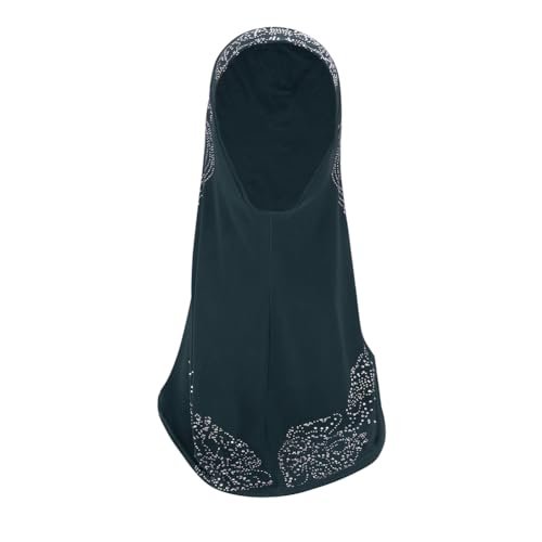 SIQITECHNO Elegant Hijab for Women Muslim Turban Scarf Islamic Headscarf Muslimah Turban Arabian Headwear Eid Scarf Shawl - color: Dark Green