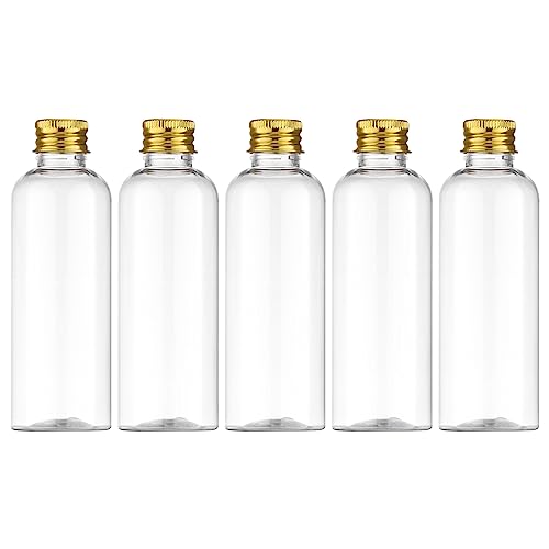 Tekson Travel Bottles for Toiletries, 3.4oz Mouthwash Container, Screw Top - color: Gold