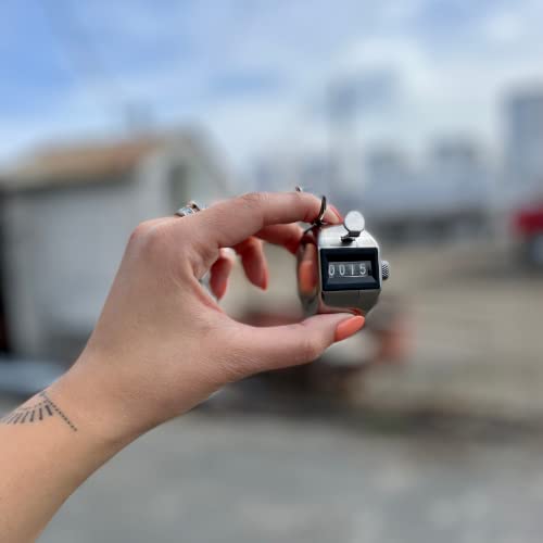 BuyJumpRopes Tally Counter, Professional Grade Stainless Steel H-102 Clicker Counter - Japanese Made 4-Digit Handheld Counter Clicker, Lap Counter, Pitch Counter Clicker, Multi-Use People Counter