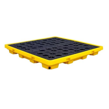 Modular Leak Platform/Grid Pads.Modular Spill Containment Tray - Heavy-Duty Oil Drum Holding Platform, Leak-Proof Spill Pallets for Safe Liquid Storage and Environmental Protection，（Yellow，1 - size: 130*130*15cm