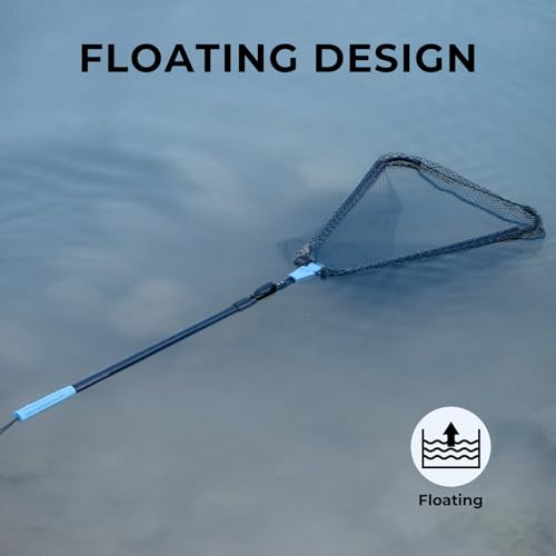 Calamus Triangle Fishing Net with Non-Slip Elastomer Handle | Lightweight & Strong, Foldable Landing Net, Elastic Lanyard and Belt Clip, UV-resistant Mesh, Fishing Gear for Men - style: 60" Full - Floating Net (Telescopic Pole)
