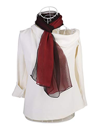 uxcell Women'sChiffon Sheer Long Scarf Silky Gradient Party - color: Red Black