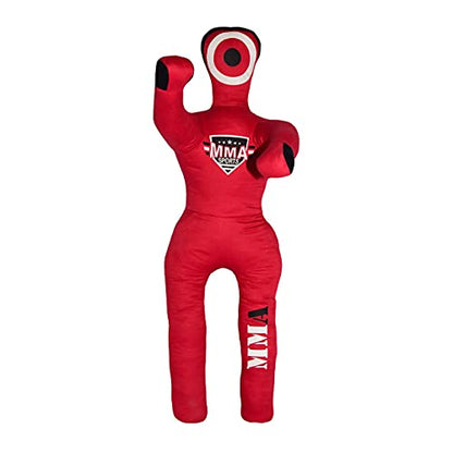 Kids Grappling Standing Dummy - Unfilled – Wrestling, Jiu-Jitsu, MMA Training Dummy with Moveable Arms and Legs – Durable Polyester Fabric - color: Red-Stand, size: 4 ft-49 Inch