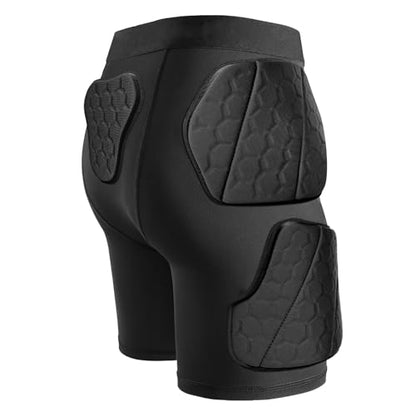Football Padded Compression Shorts with Cup Pocket, 5 EVA Pads | 5 EVA foam pads provide hip, thigh and tailbone coverage with a built-in cup pocket and compression fit for football - size: Youth-S