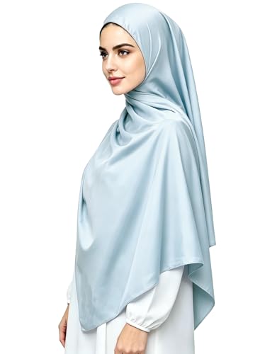 Lina & Lily Luxury Satin Hijab Head Scarf Shawl Wrap for Muslim Women Extra Long - color: Baby Blue