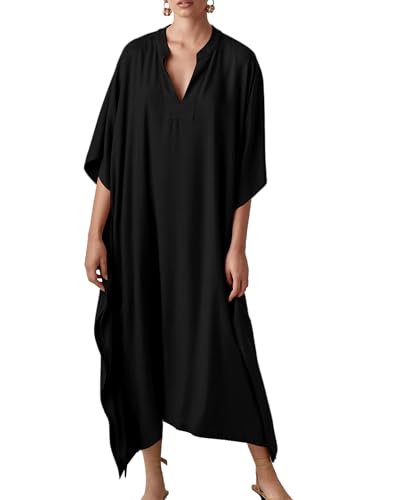 Bsubseach Women Kaftan Dresses Caftan Maxi Dress Swimsuit Cover Up Moomoo - color: B-black