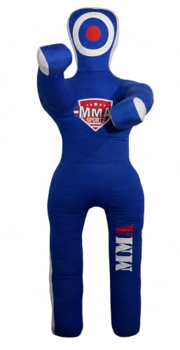 Kids Grappling Standing Dummy - Unfilled – Wrestling, Jiu-Jitsu, MMA Training Dummy with Moveable Arms and Legs – Durable Polyester Fabric - color: Blue-Stand, size: 3 ft-36 Inch