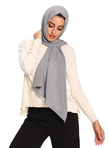 Txameru Hijab for Women Chiffon Hijab Scarfs for Women Long Shawl - color: Light Grey