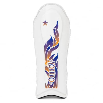 YOKKAO Microfiber Shin Guards - A-Grade Thai Microfiber | Multi-Layer Foam | Single-Shell Wrap | Produced at YOKKAO Factory, Thailand | S-L - color: White Flame, size: Medium