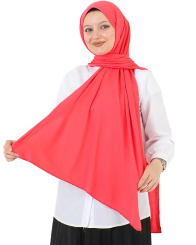 Prien Hijab for Women Viscose Scarf Lightweight Muslim Hijabs Long Shawl Islamic Scarves Turkey Silk Headscarf for Womens - color: Brink Pink