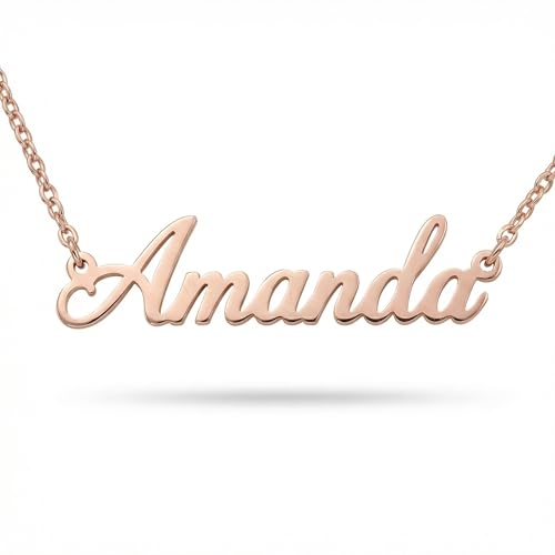 Personalized Custom Name Necklace, Custom Nameplate Pendant, Gift for her, Christmas, Mother's Day, Valentine's Day, Birthday - color: 14K Solid Rose Gold