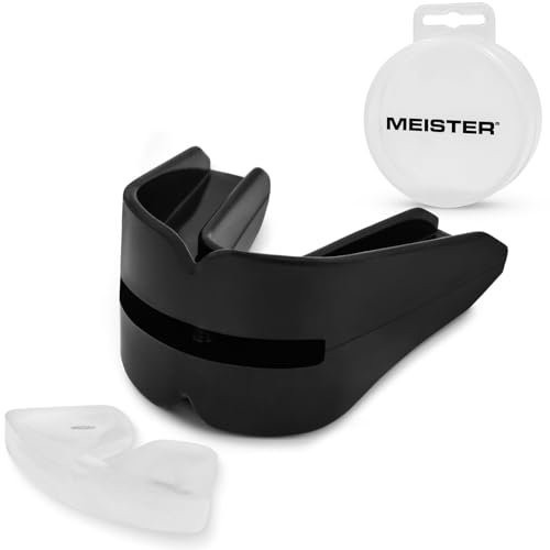 Meister Moldable Double Mouth Guard w/Case - Black | Custom-fit design, upper and lower teeth protection for MMA, boxing and contact sports - color: Black