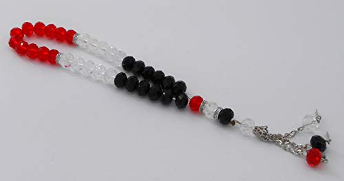 Islamic Crystal Souvenir Yemen Flag Color, Yemen Prayer Beads Masbaha, Tasbeeh, Car Hanging, Wedding Favors, Muslim Islamic 33 Worry Prayer Beads