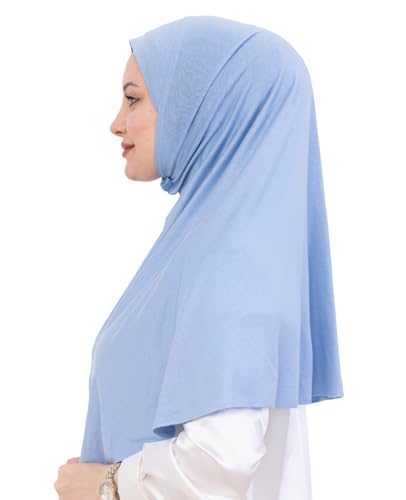Prien Ready Hijab For Women, One Piece Muslim Instant Turban, Easy To Wear Long Head Scarf, Turkish Islamic Clothes For Abaya - color: Light Blue