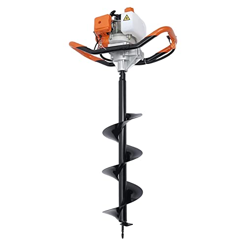 Auger Post Hole Digger, Gas Powered Earth Post Hole Digger Post Holes Earth Digger Petrol Drill Borer Bulb Planting Drill Fence Hole Maker Machine (52cc 2.54HP 1.9KW) - size: 52cc 2.54HP 1.9KW