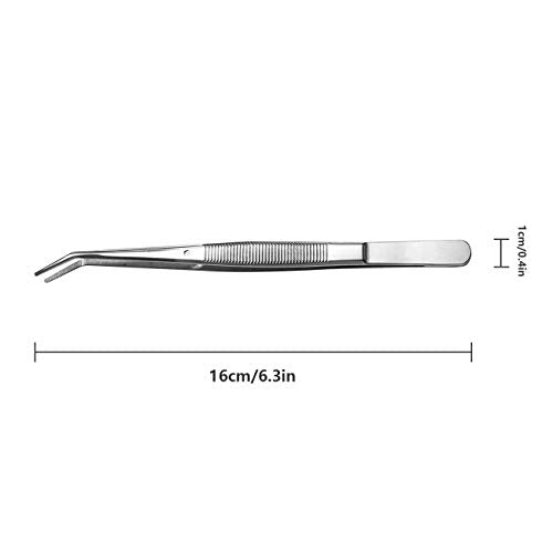 Stainless Steel Tweezers, with Curved Serrated Tip Multipurpose Sewing Machine Tweezers Forceps for Craft Repairing (2 Pcs set)