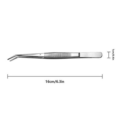Stainless Steel Tweezers, with Curved Serrated Tip Multipurpose Sewing Machine Tweezers Forceps for Craft Repairing (2 Pcs set)