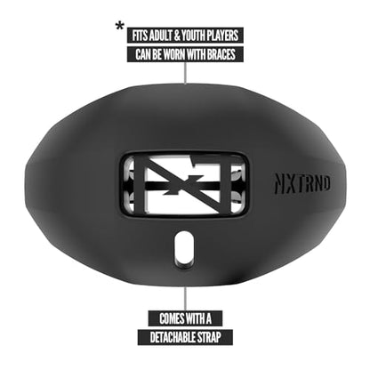 Nxtrnd One Football Mouth Guard, Strap Included, Fits Adult & Youth (Black) - color: Black