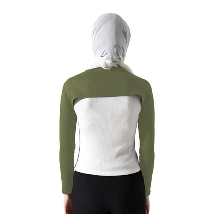 Modal Cotton Sun Protection Sleeves Cover for Women Mslim Islamic Conservative High Collar Vest Long Arm Sleeve Cover - color: Black Army