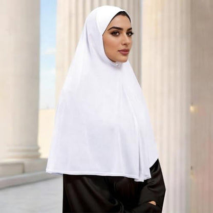 Instant Hijab Ready To Wear Hijab Scarf for Women Soft Long Muslim Jersey Hijabs Head Scarf for Prayer Abaya - color: White